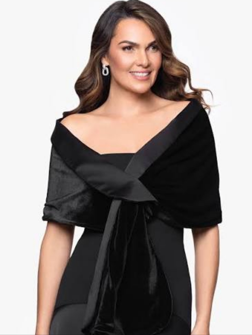 Black Satin Keyhole Long Scarf Pull Through Loop Scarf Chic Minimalist Neck Wrap